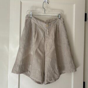 CP Shades Natural Linen Shorts Pleated  Size Med